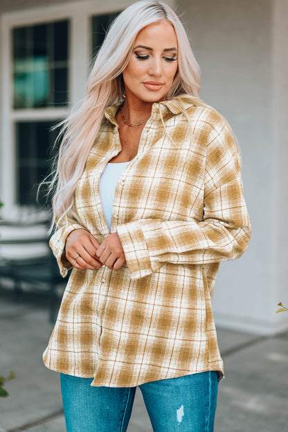 Plaid Button Front Shacket-Teresa&#39;s Fashionista LLC