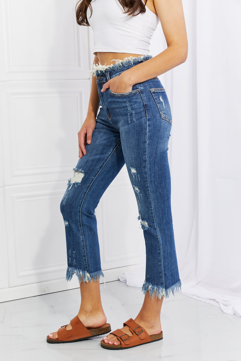 RISEN Full Size Undone Chic Straight Leg Jeans-Teresa&#39;s Fashionista LLC