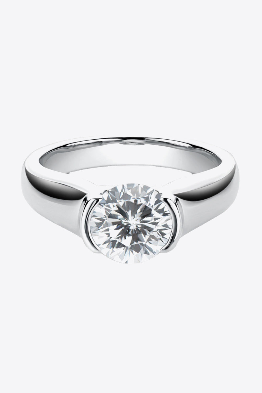 Looking Good 2 Carat Moissanite Platinum-Plated Ring-Teresa&#39;s Fashionista LLC