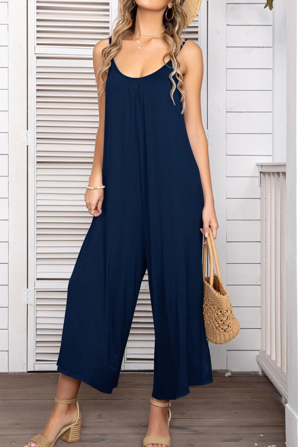 Spaghetti Strap Scoop Neck Jumpsuit-Teresa&#39;s Fashionista LLC