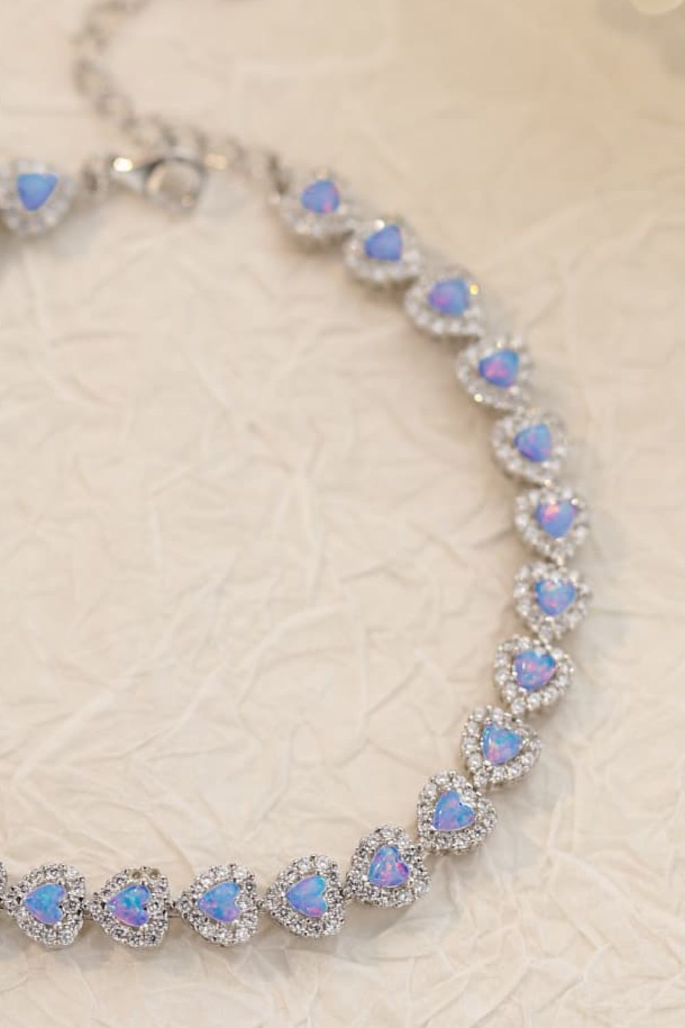 925 Sterling Silver Opal Heart Bracelet-Teresa&#39;s Fashionista LLC