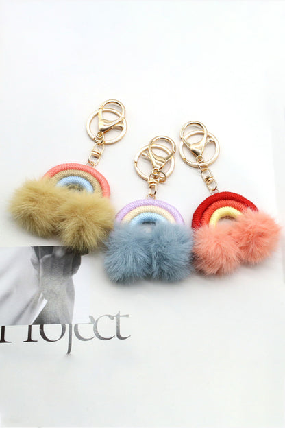 Assorted 4-Pack Rainbow Pom Pom Keychain-Teresa&#39;s Fashionista LLC