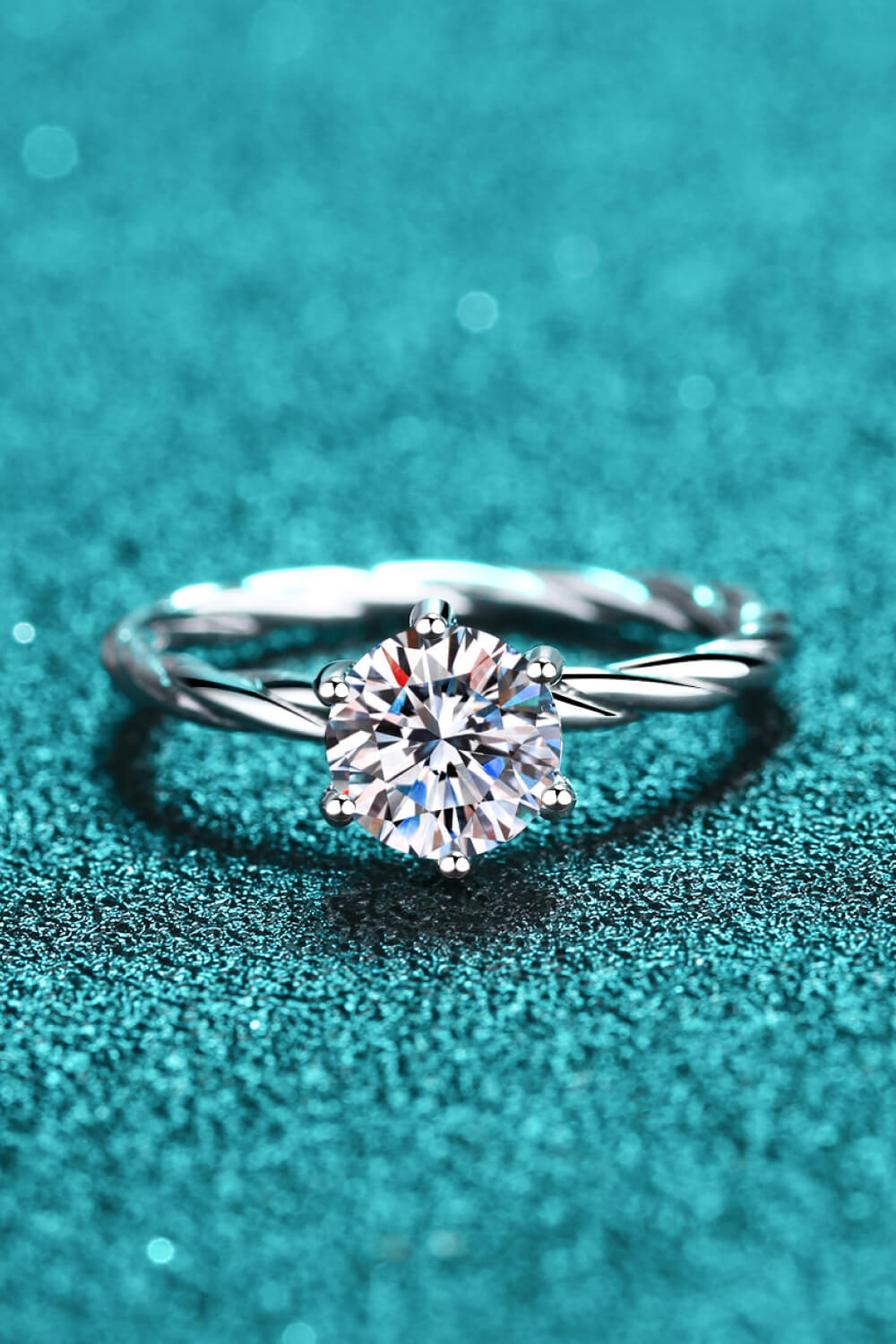 1 Carat Moissanite 6-Prong Twisted Ring-Teresa&#39;s Fashionista LLC