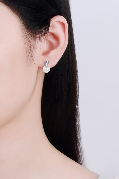 Moissanite Pearl Stud Earrings-Teresa&#39;s Fashionista LLC