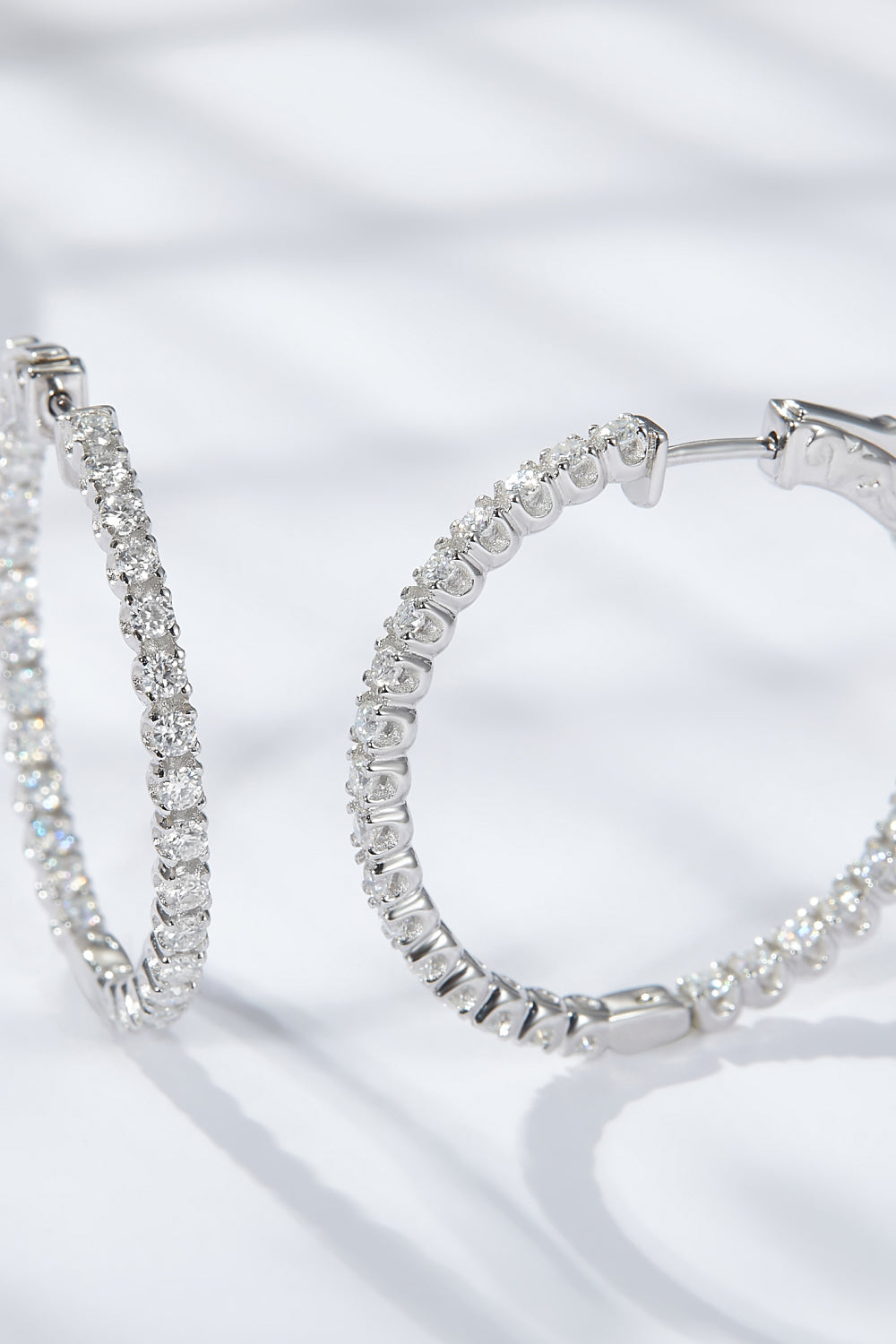 Platinum-Plated Moissanite Huggie Earrings-Teresa&#39;s Fashionista LLC