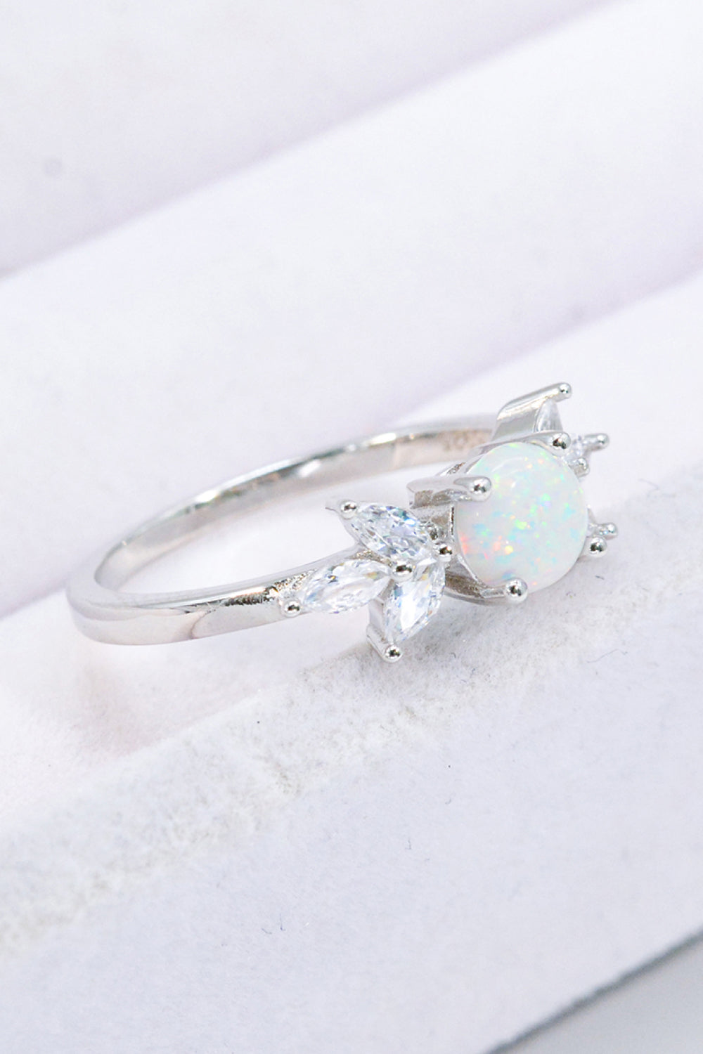 925 Sterling Silver Opal and Zircon Ring-Teresa&#39;s Fashionista LLC