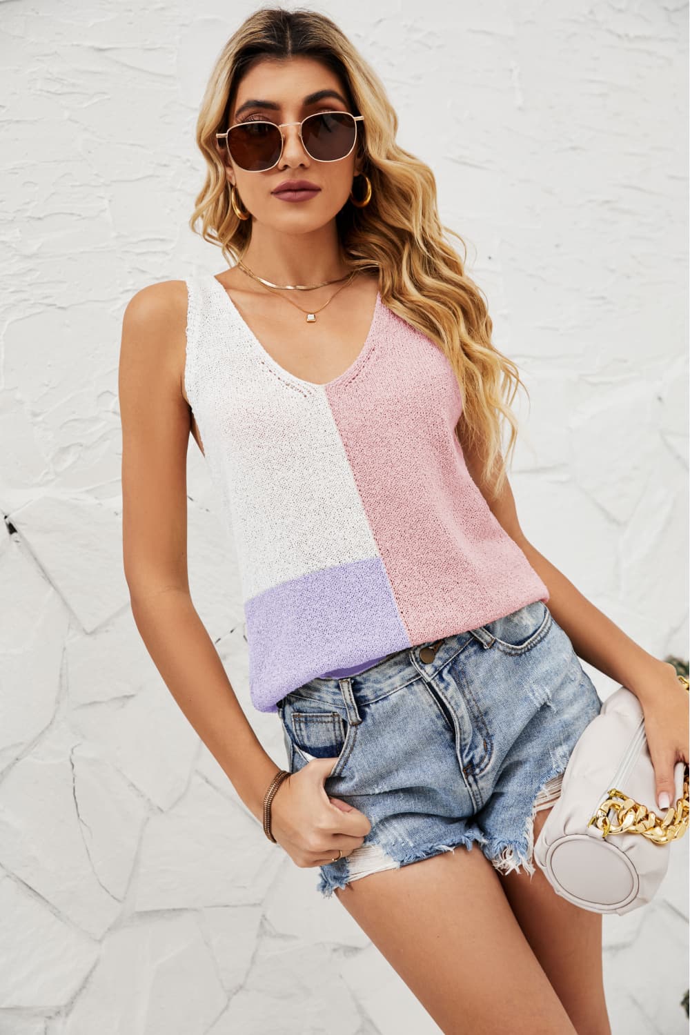 Color Block Knit Tank-Teresa&#39;s Fashionista LLC