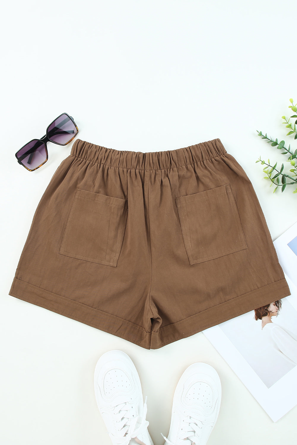 Drawstring Elastic Waist Pocket Shorts-Teresa&#39;s Fashionista LLC