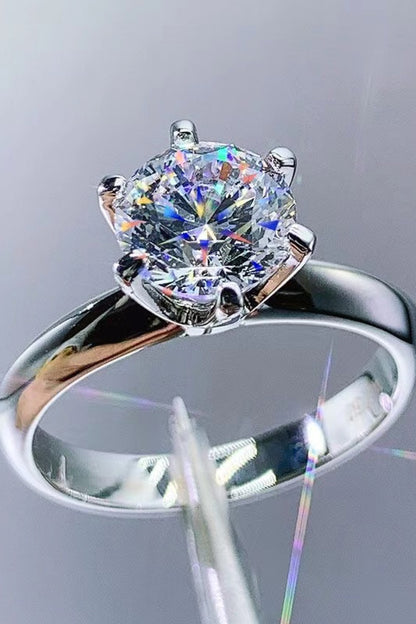 925 Sterling Silver 3 Carat Moissanite 6-Prong Ring-Teresa&#39;s Fashionista LLC