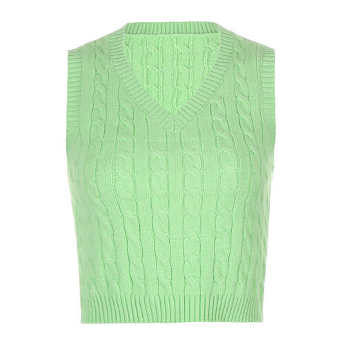 Cable-knit V-Neck Sweater Vest-Teresa&#39;s Fashionista LLC