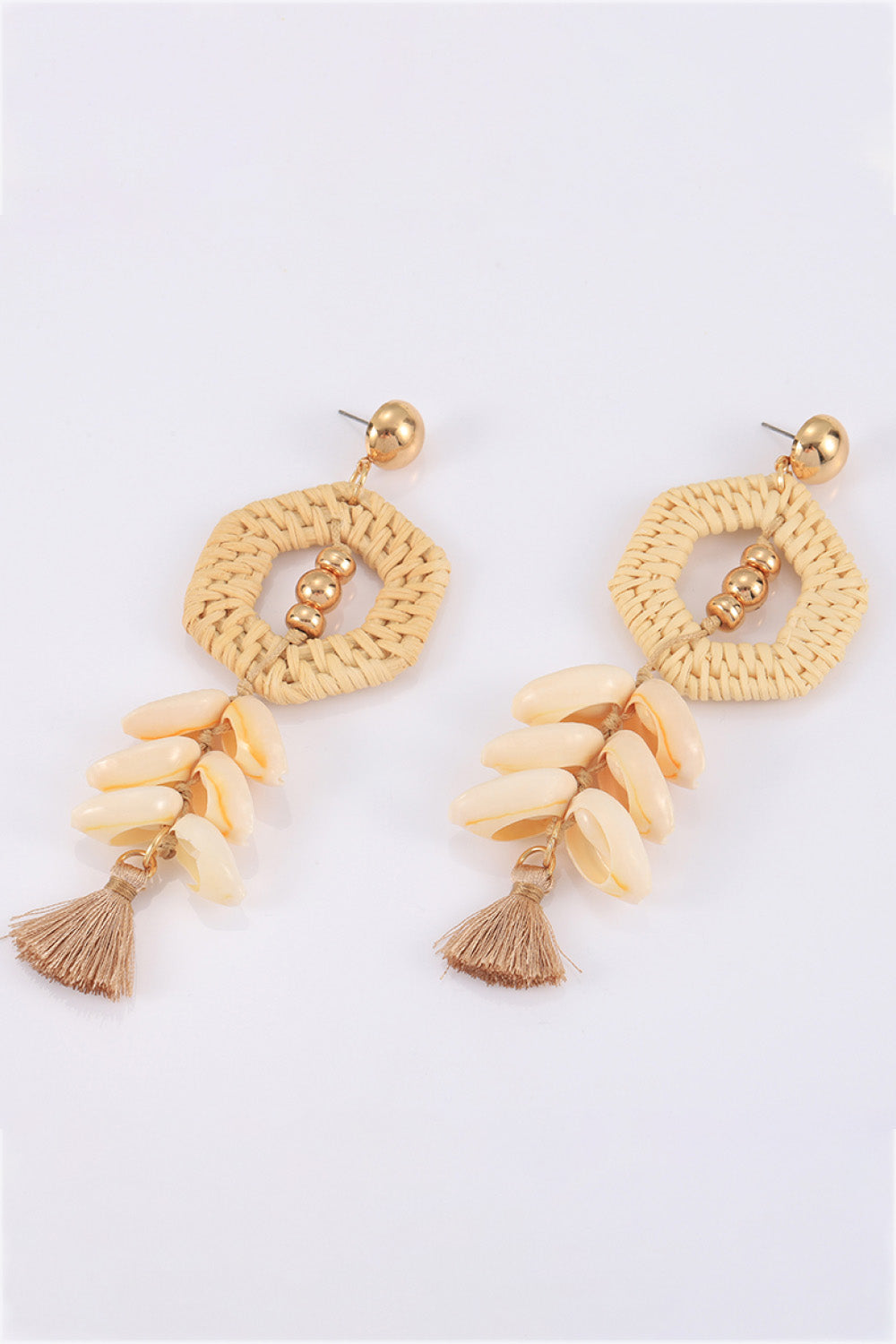 Tassel Shell Copper Earrings-Teresa&#39;s Fashionista LLC