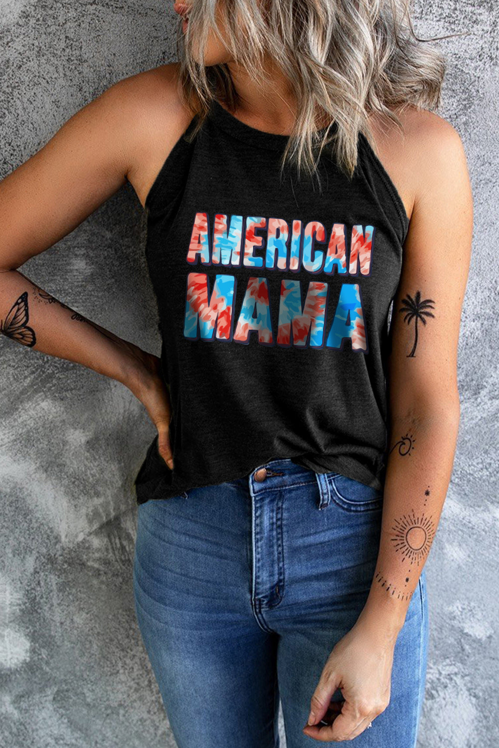 AMERICAN MAMA Graphic Tank-Teresa&#39;s Fashionista LLC