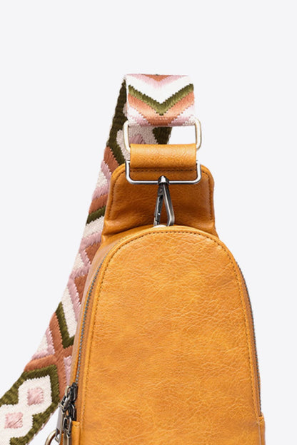 Random Pattern Adjustable Strap PU Leather Sling Bag-Teresa&#39;s Fashionista LLC