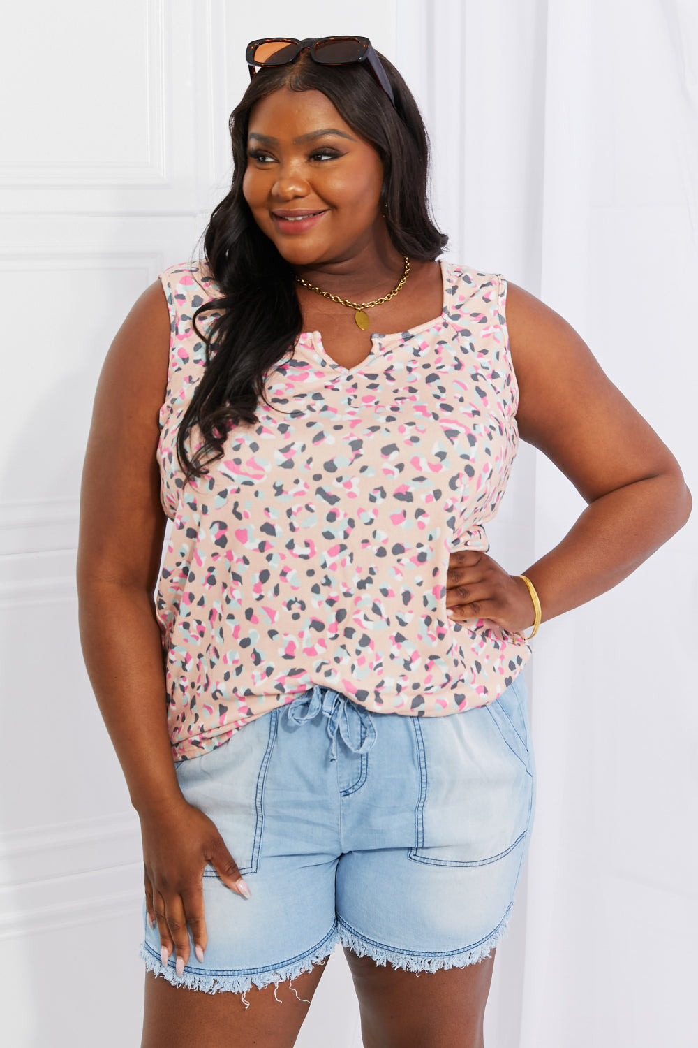 Heimish Full Size Printed Sleeveless Top-Teresa&#39;s Fashionista LLC