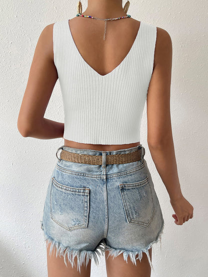 Twisted Cropped Knit Tank-Teresa&#39;s Fashionista LLC