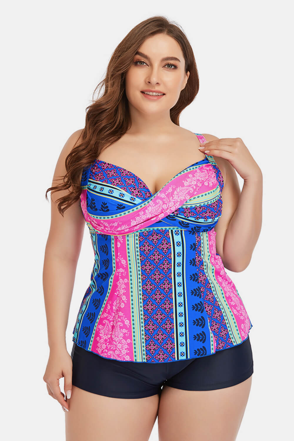 Plus Size Printed Crisscross Cutout Two-Piece Swim Set-Teresa&#39;s Fashionista LLC