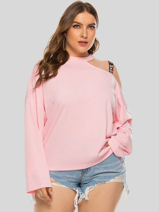 Plus Size Cold-Shoulder Round Neck Blouse-Teresa&#39;s Fashionista LLC