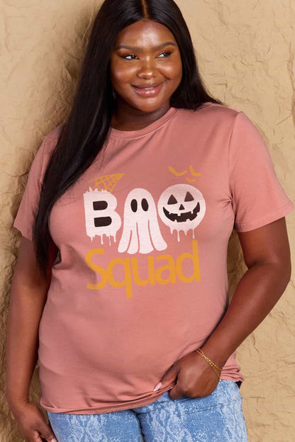 Simply Love Full Size BOO SQUAD Graphic Cotton T-Shirt-Teresa&#39;s Fashionista LLC