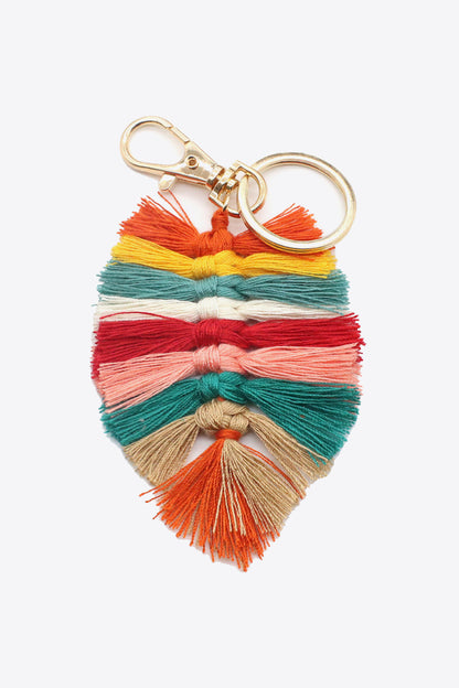 Assorted 4-Pack Leaf Shape Fringe Keychain-Teresa&#39;s Fashionista LLC