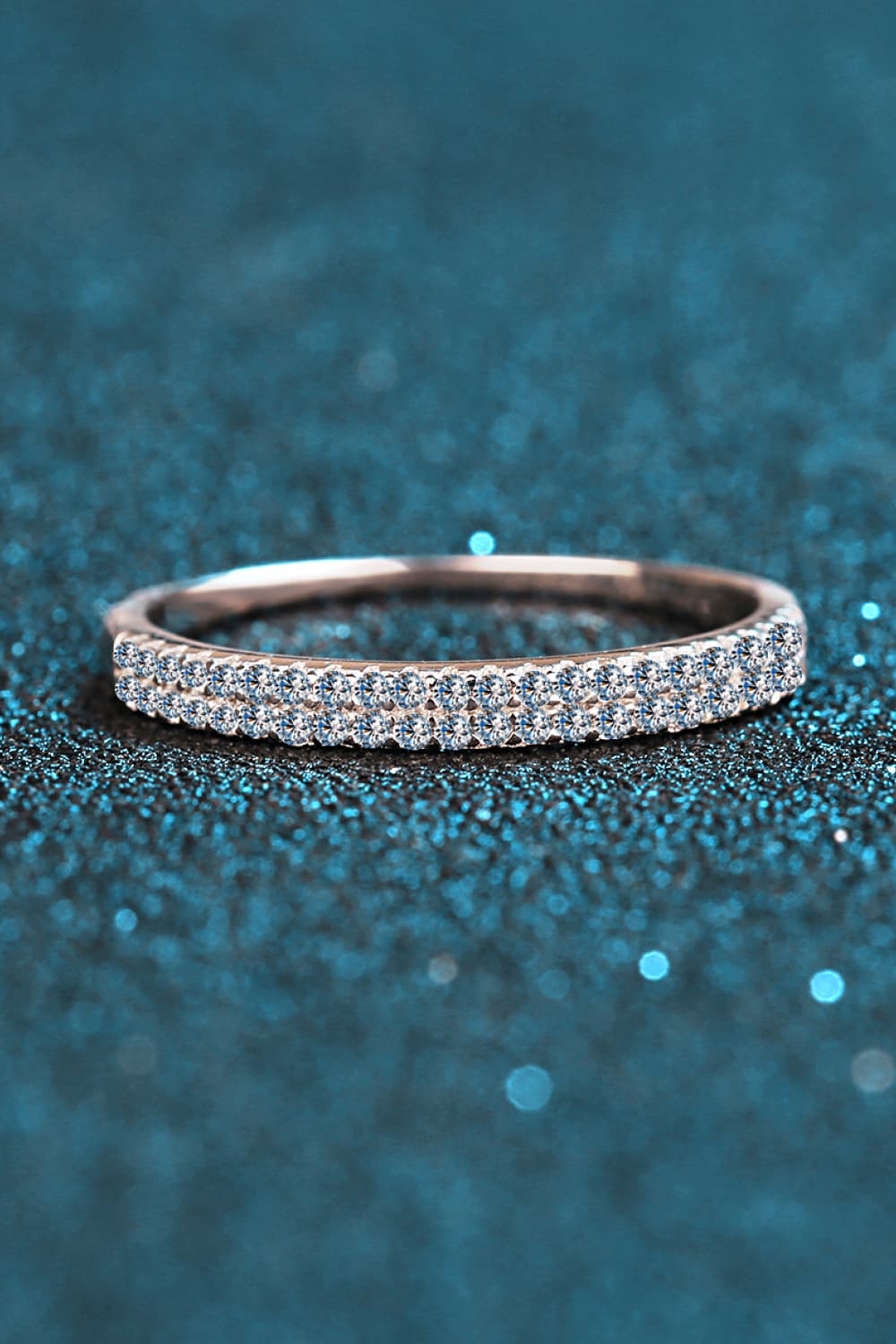 Moissanite 925 Sterling Silver Half-Eternity Ring-Teresa&#39;s Fashionista LLC