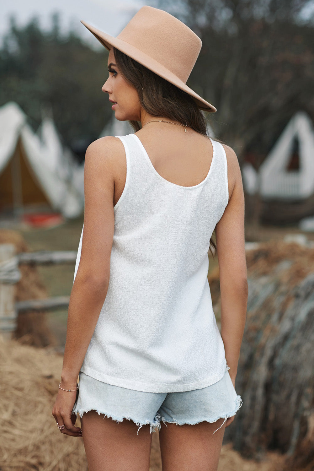 Button Textured Cotton Tank Top-Teresa&#39;s Fashionista LLC