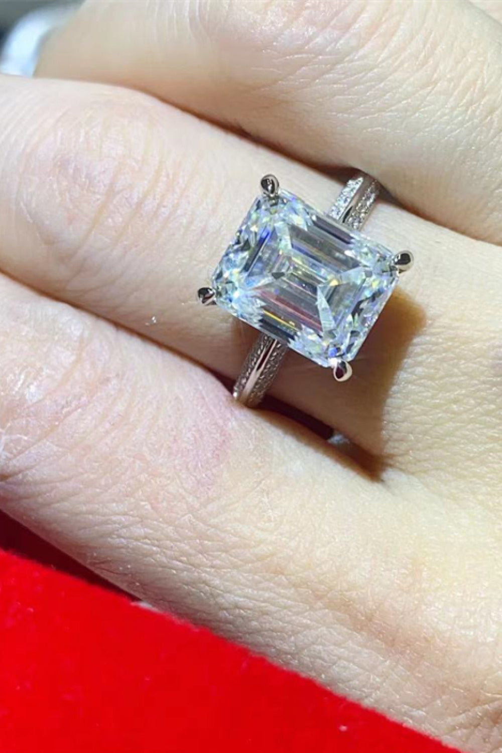 5 Carat Moissanite Platinum-Plated Ring-Teresa&#39;s Fashionista LLC