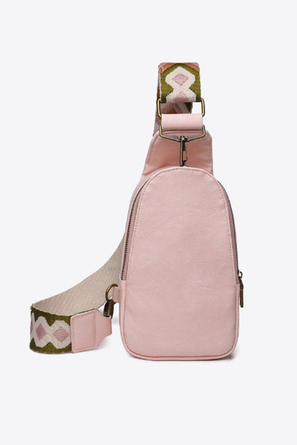 Random Pattern Adjustable Strap PU Leather Sling Bag-Teresa&#39;s Fashionista LLC