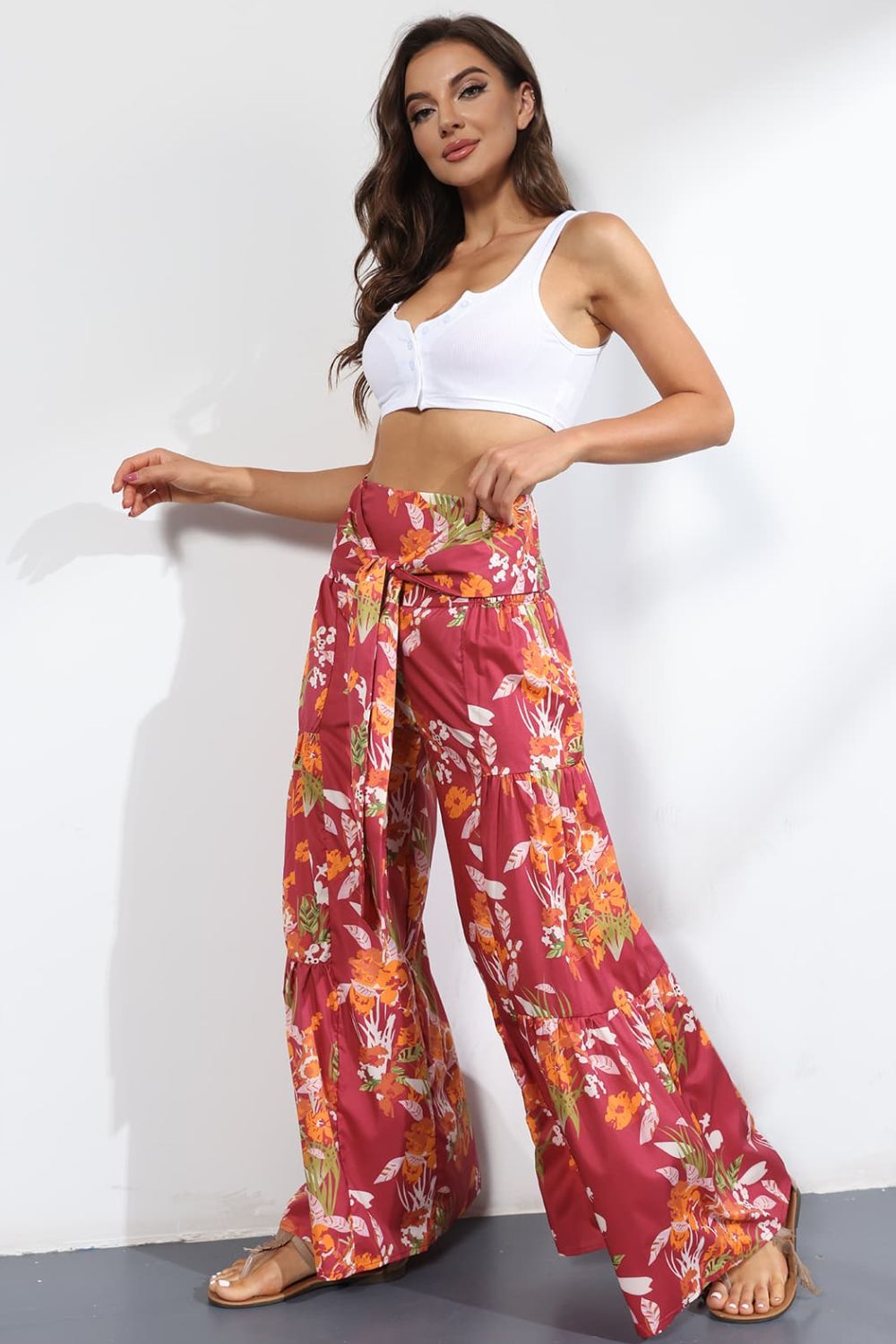 Printed High-Rise Tied Culottes-Teresa&#39;s Fashionista LLC