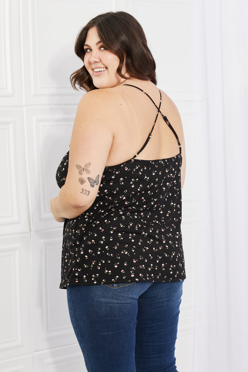 Culture Code Full Size Taste of Spring Ruffle Sleeveless Top in Black-Teresa&#39;s Fashionista LLC