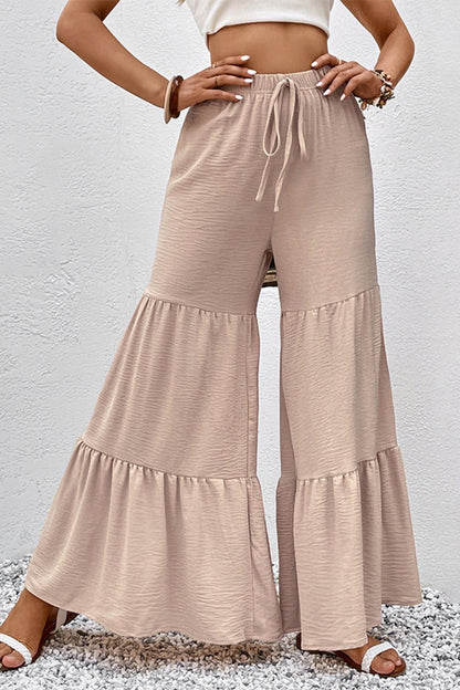 Drawstring Waist Tiered Flare Culottes-Teresa&#39;s Fashionista LLC