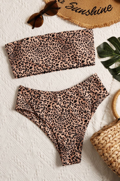 Leopard Swim Tube Top and Swim Bottoms Set-Teresa&#39;s Fashionista LLC