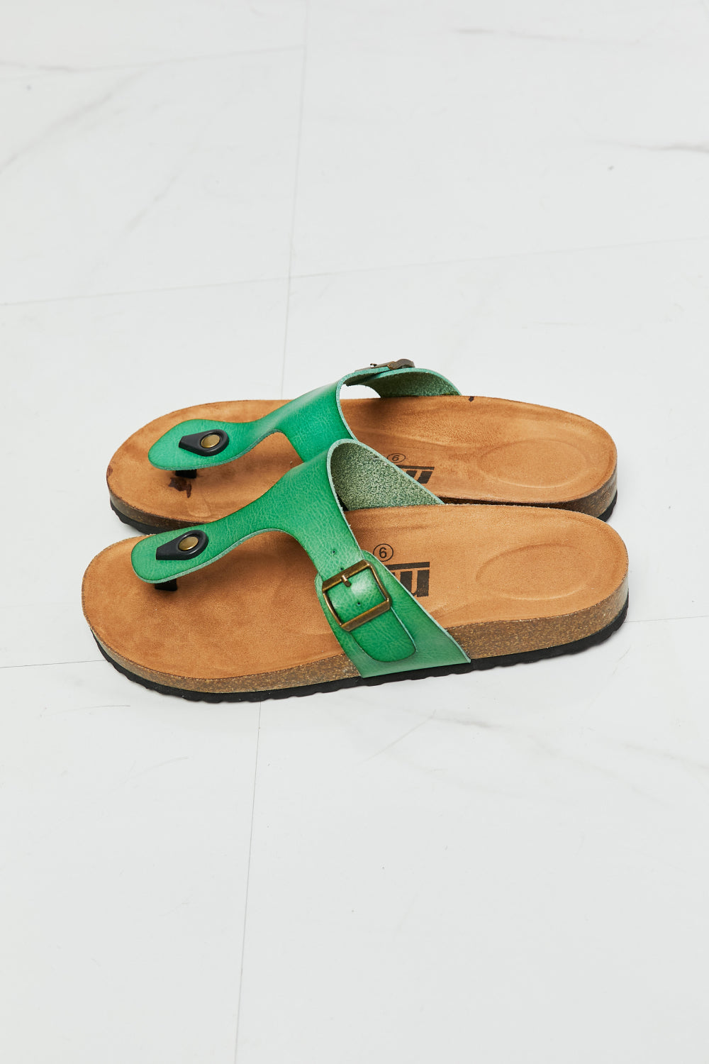 MMShoes Drift Away T-Strap Flip-Flop in Green-Teresa&#39;s Fashionista LLC