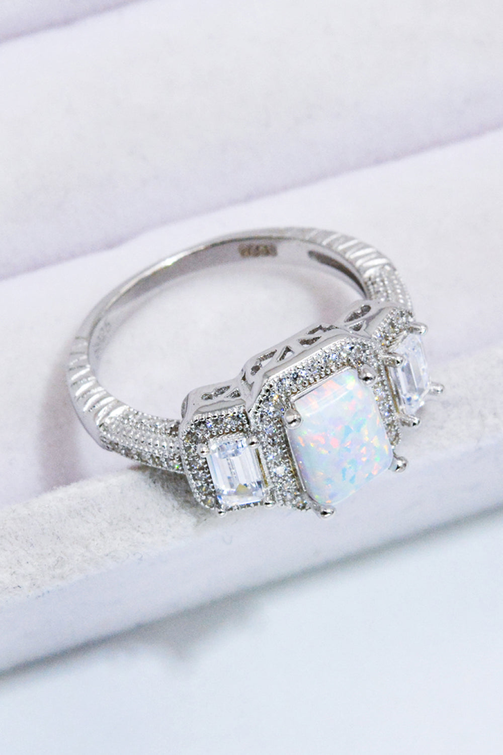 925 Sterling Silver Square Opal Ring-Teresa&#39;s Fashionista LLC