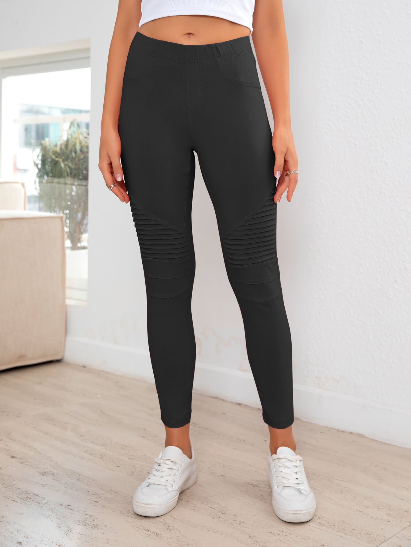 Ribbed Detail Leggings-Teresa&#39;s Fashionista LLC