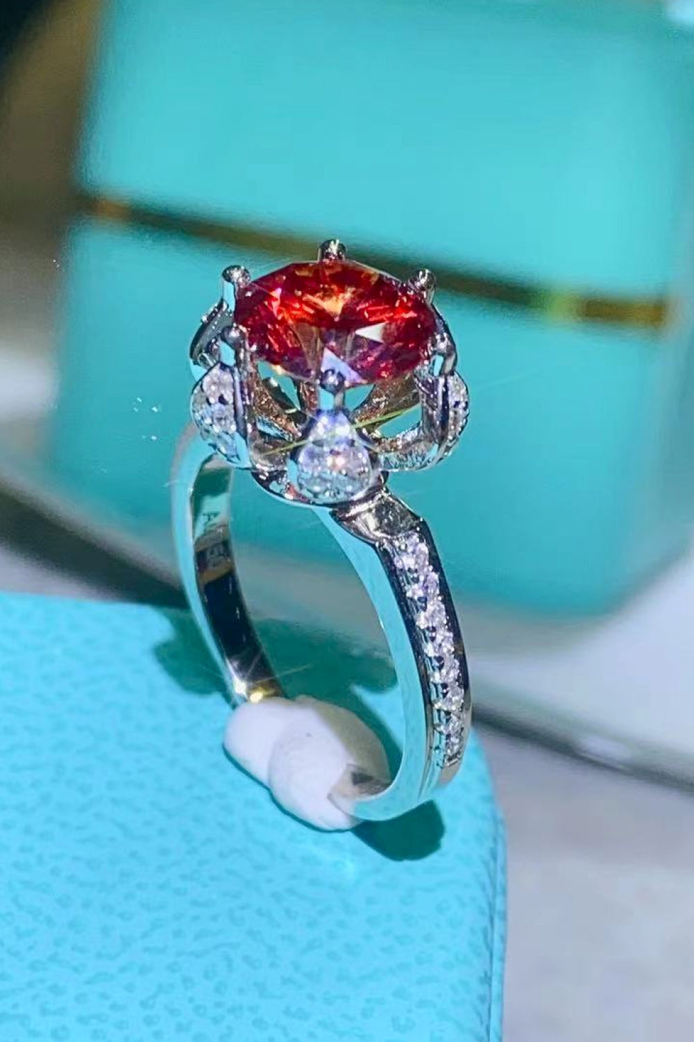 2 Carat Moissanite 6-Prong Ring in Phoenix Fire-Teresa&#39;s Fashionista LLC