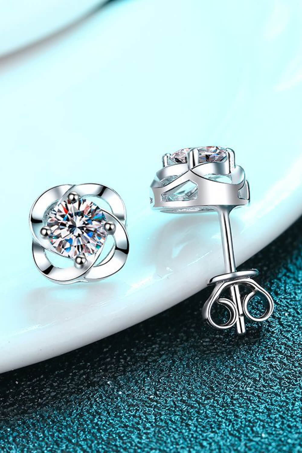 It's Your Day Moissanite Rhodium-Plated Stud Earrings-Teresa&#39;s Fashionista LLC