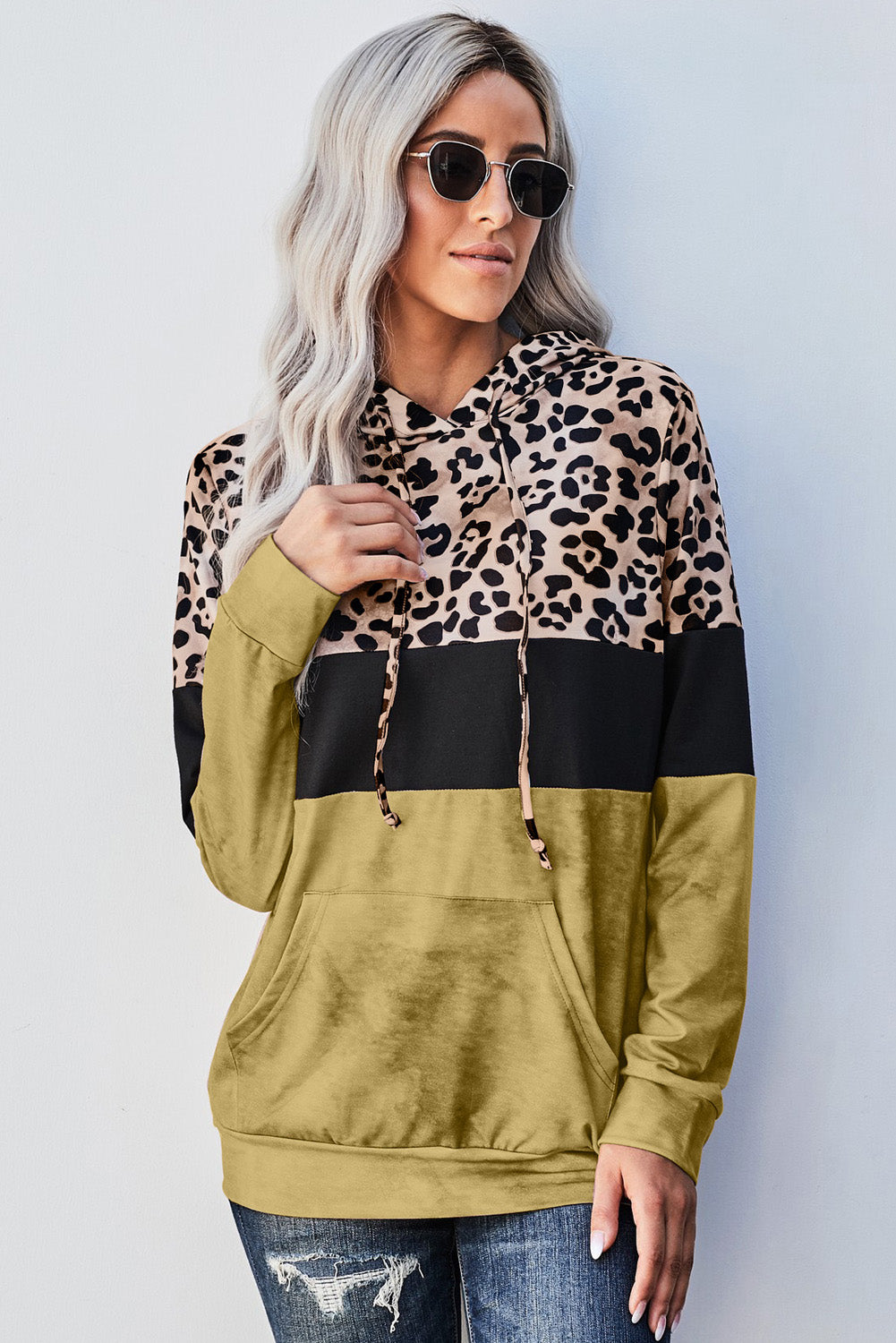 Leopard Color Block Hoodie-Teresa&#39;s Fashionista LLC