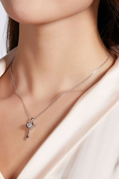 Moissanite Key Pendant Necklace-Teresa&#39;s Fashionista LLC