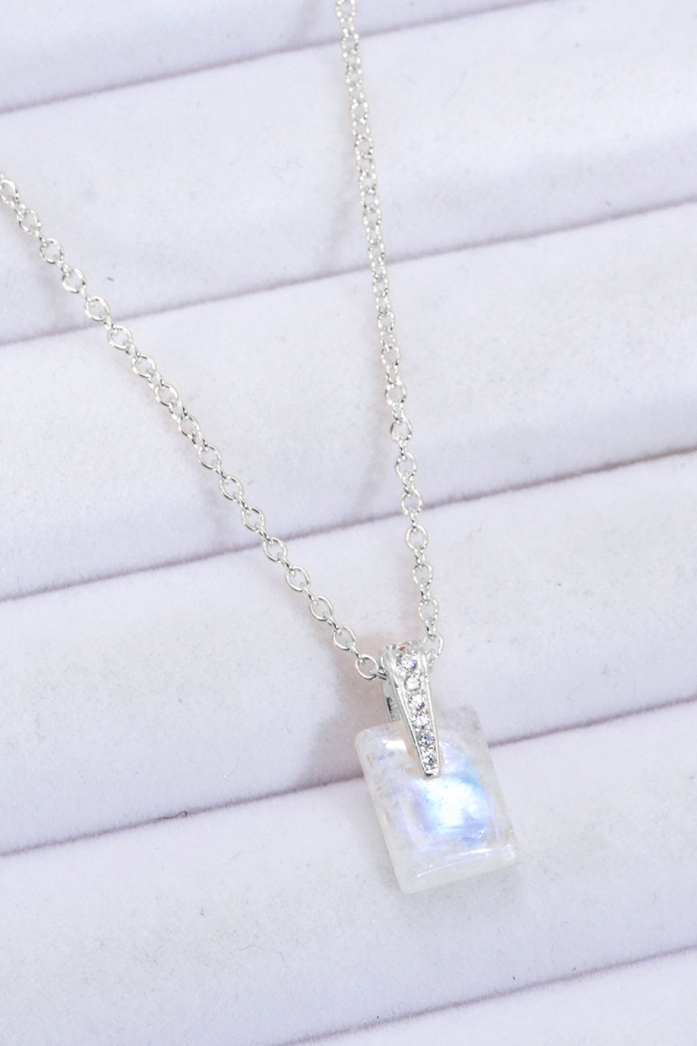 925 Sterling Silver Natural Moonstone Pendant Necklace-Teresa&#39;s Fashionista LLC