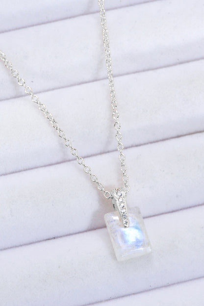 925 Sterling Silver Natural Moonstone Pendant Necklace-Teresa&#39;s Fashionista LLC