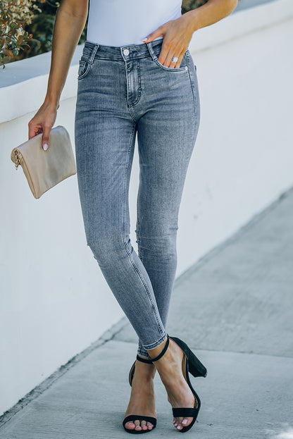 Ankle-Length Skinny Jeans with Pockets-Teresa&#39;s Fashionista LLC