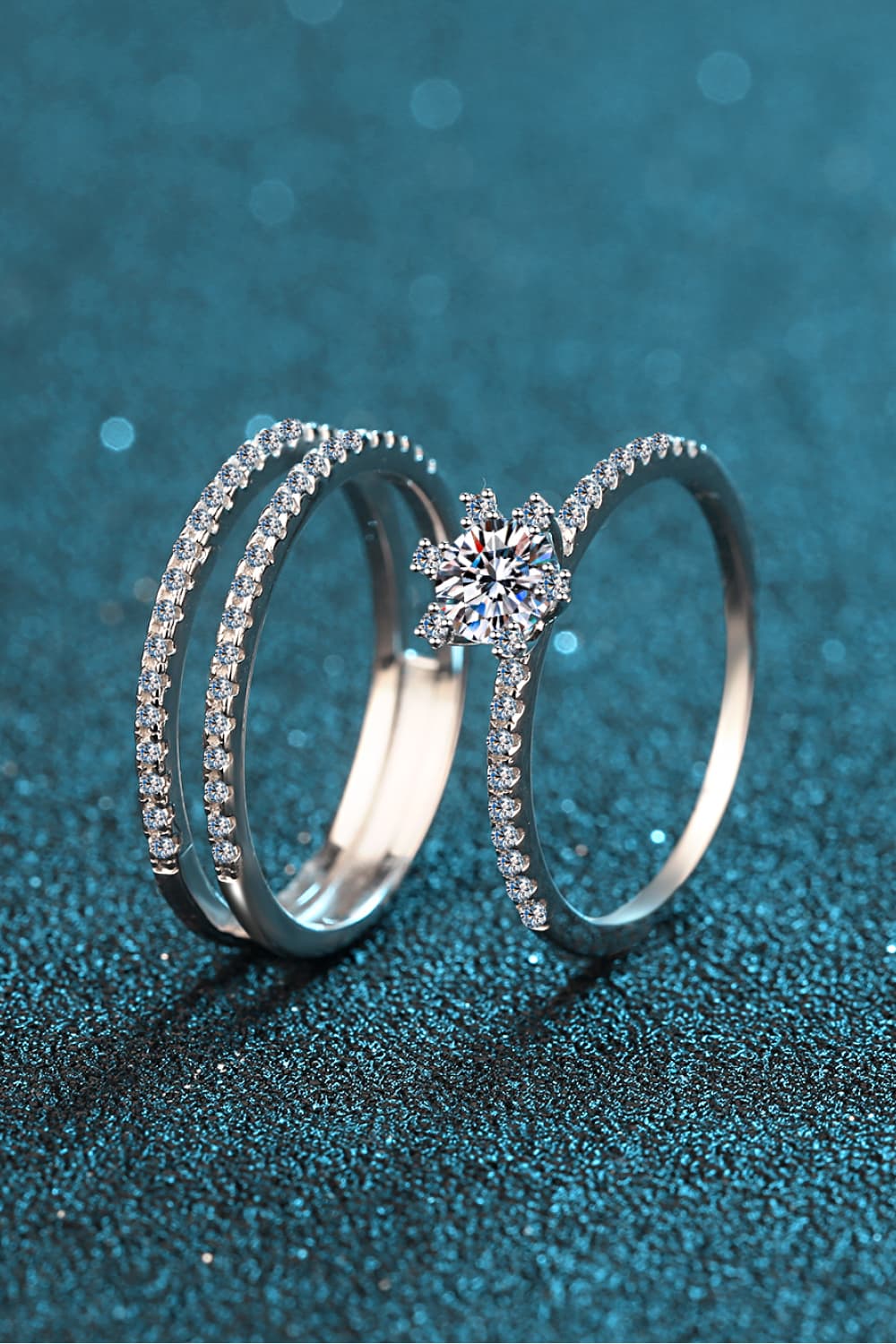 Moissanite 925 Sterling Silver Ring Set-Teresa&#39;s Fashionista LLC