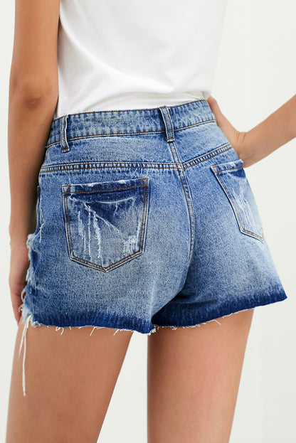 Distressed Button Fly Denim Shorts-Teresa&#39;s Fashionista LLC