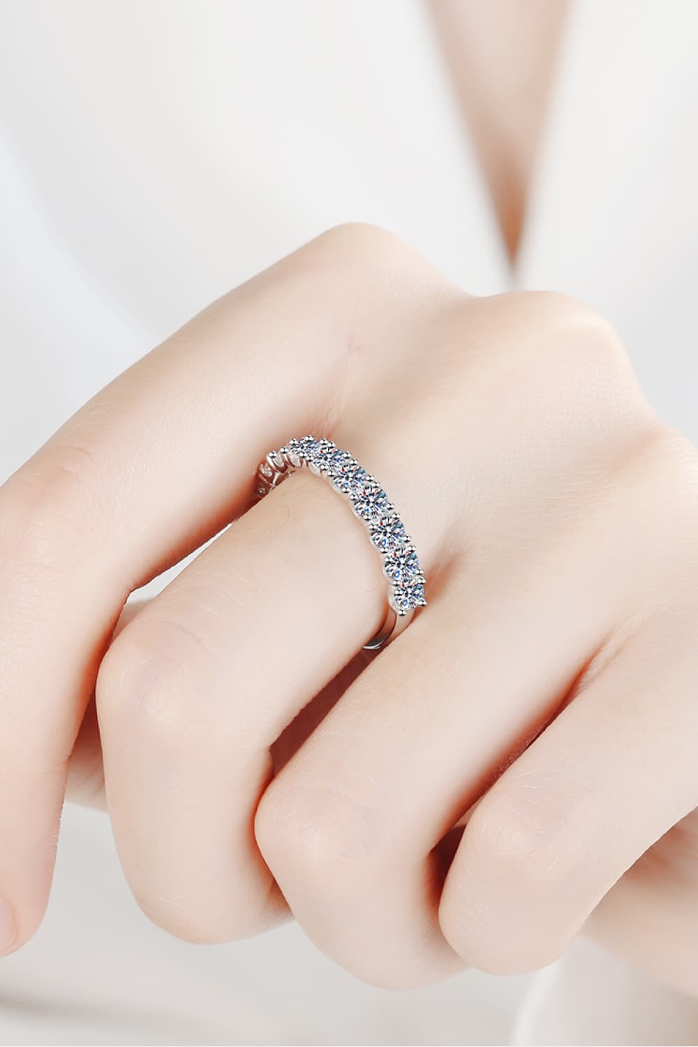 1 Carat Moissanite Half-Eternity Ring-Teresa&#39;s Fashionista LLC