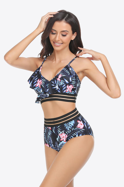 Ruffled Plunge Bikini Set-Teresa&#39;s Fashionista LLC