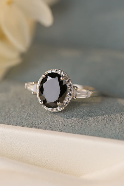 Agate 925 Sterling Silver Halo Ring-Teresa&#39;s Fashionista LLC