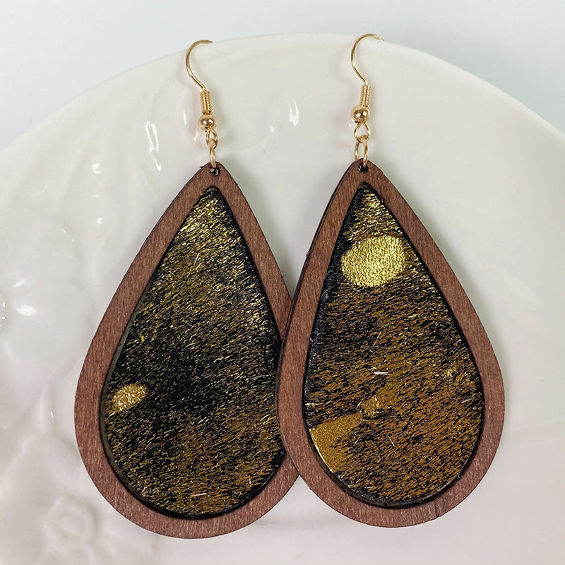 Teardrop Shape Wooden Dangle Earrings-Teresa&#39;s Fashionista LLC