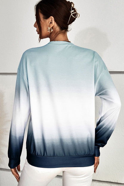 Gradient LOVE Dropped Shoulder Sweatshirt-Teresa&#39;s Fashionista LLC