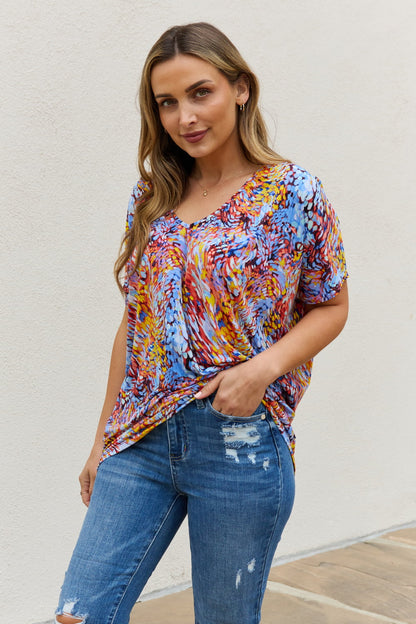 Be Stage Full Size Printed Dolman Flowy Top-Teresa&#39;s Fashionista LLC