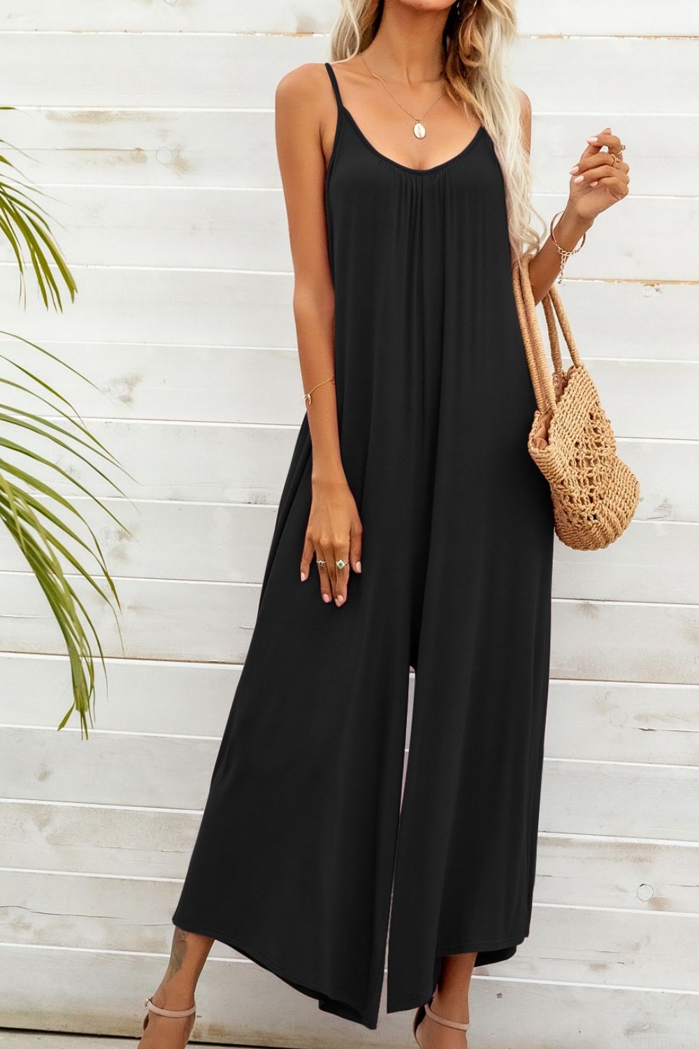 Spaghetti Strap Scoop Neck Jumpsuit-Teresa&#39;s Fashionista LLC